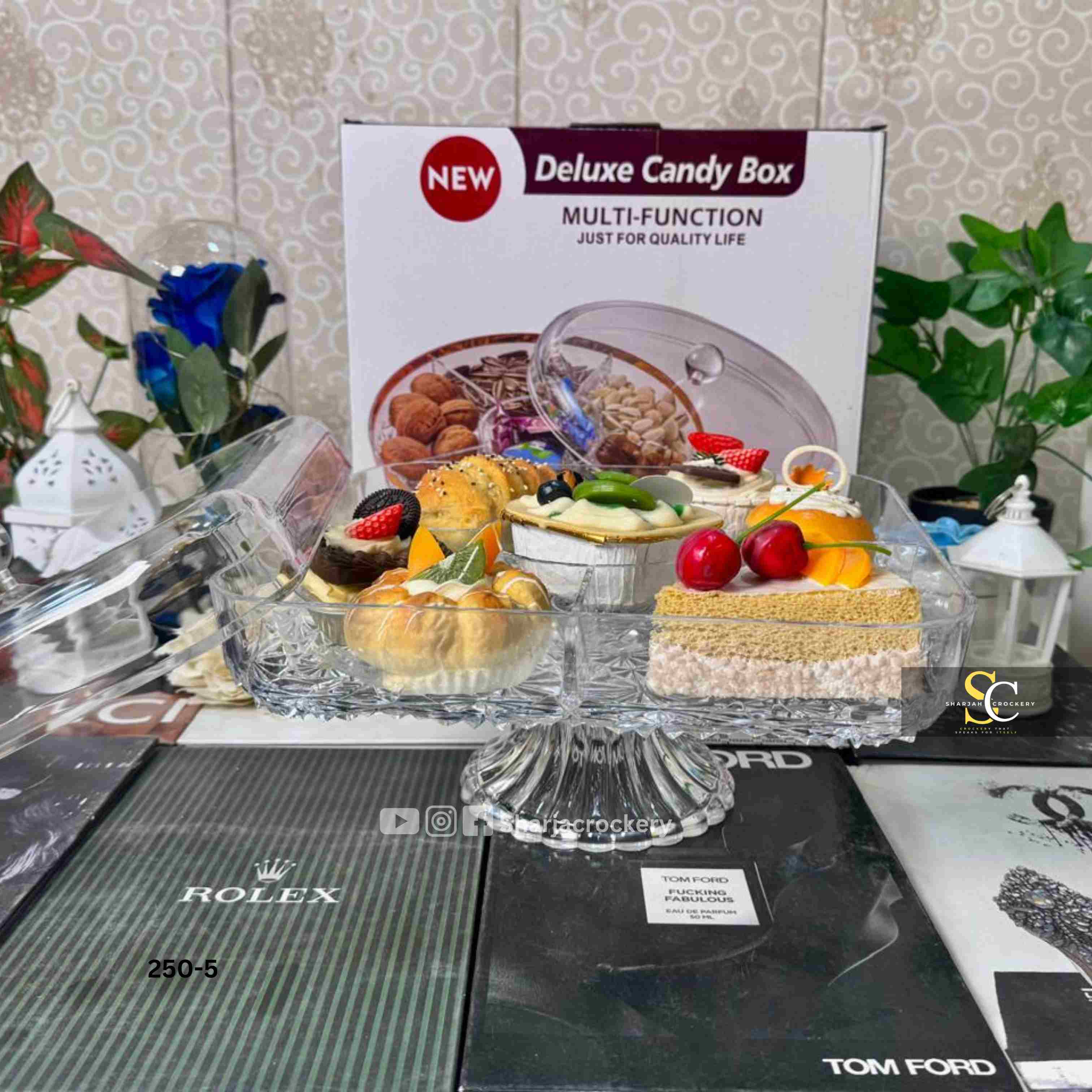 Crystal-Cut Multi-Function Dry Fruit & Candy Server with Base