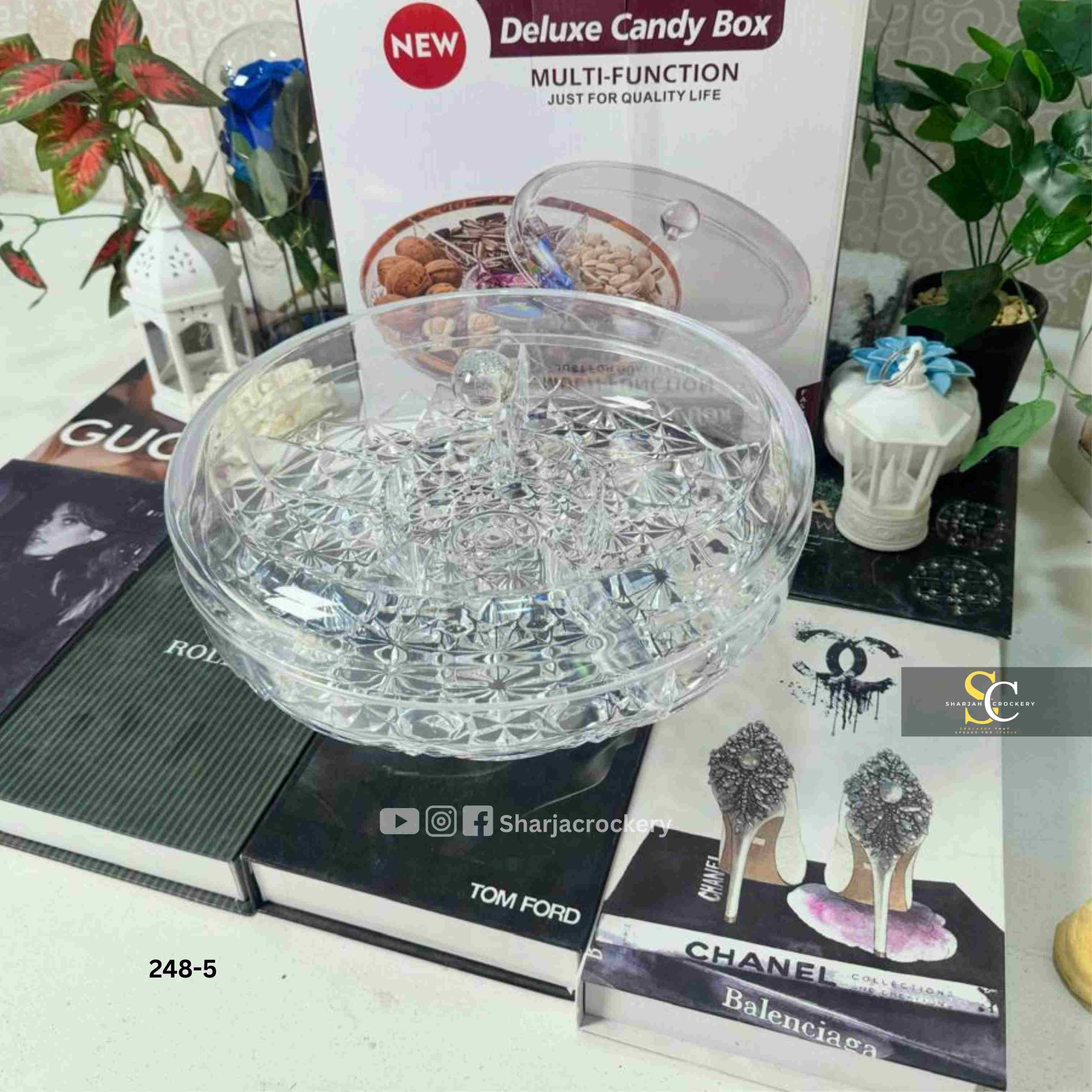 Crystal-Cut Multi-Function Dry Fruit & Candy Server with Base