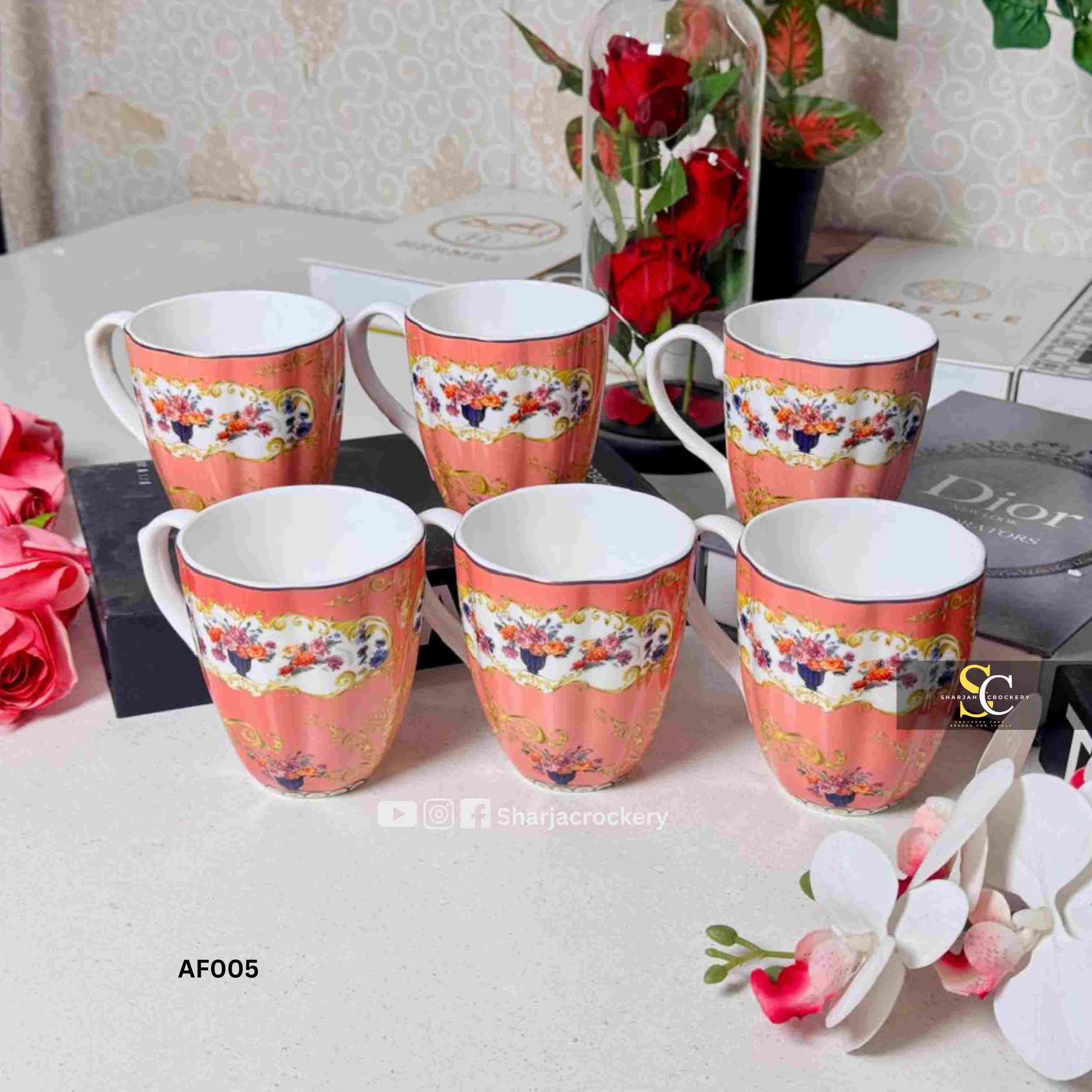 Elegant Single Mugs Collection 8 Beautiful Floral Designs. Elegant Coffee & Tea Mugs