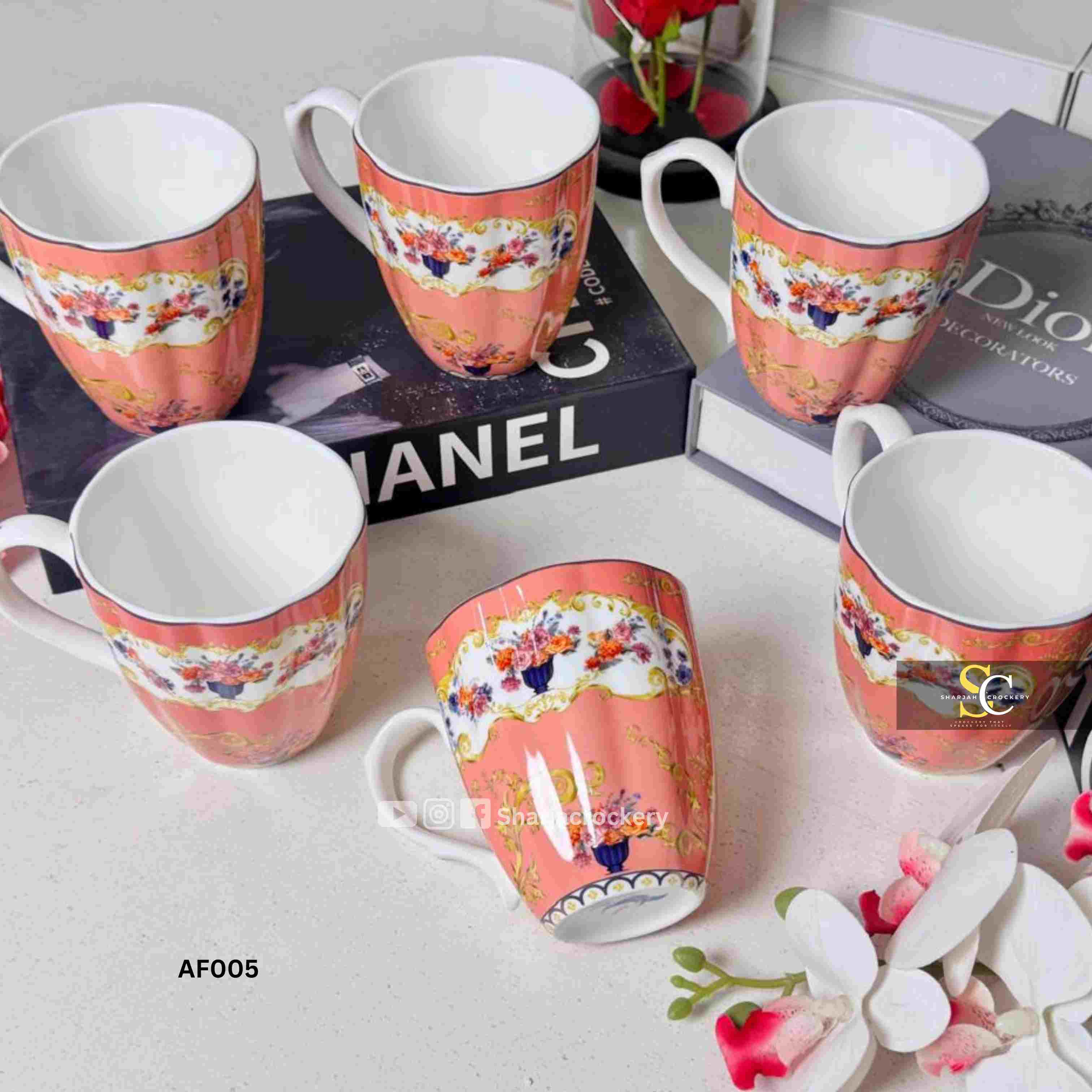 Elegant Single Mugs Collection 8 Beautiful Floral Designs. Elegant Coffee & Tea Mugs