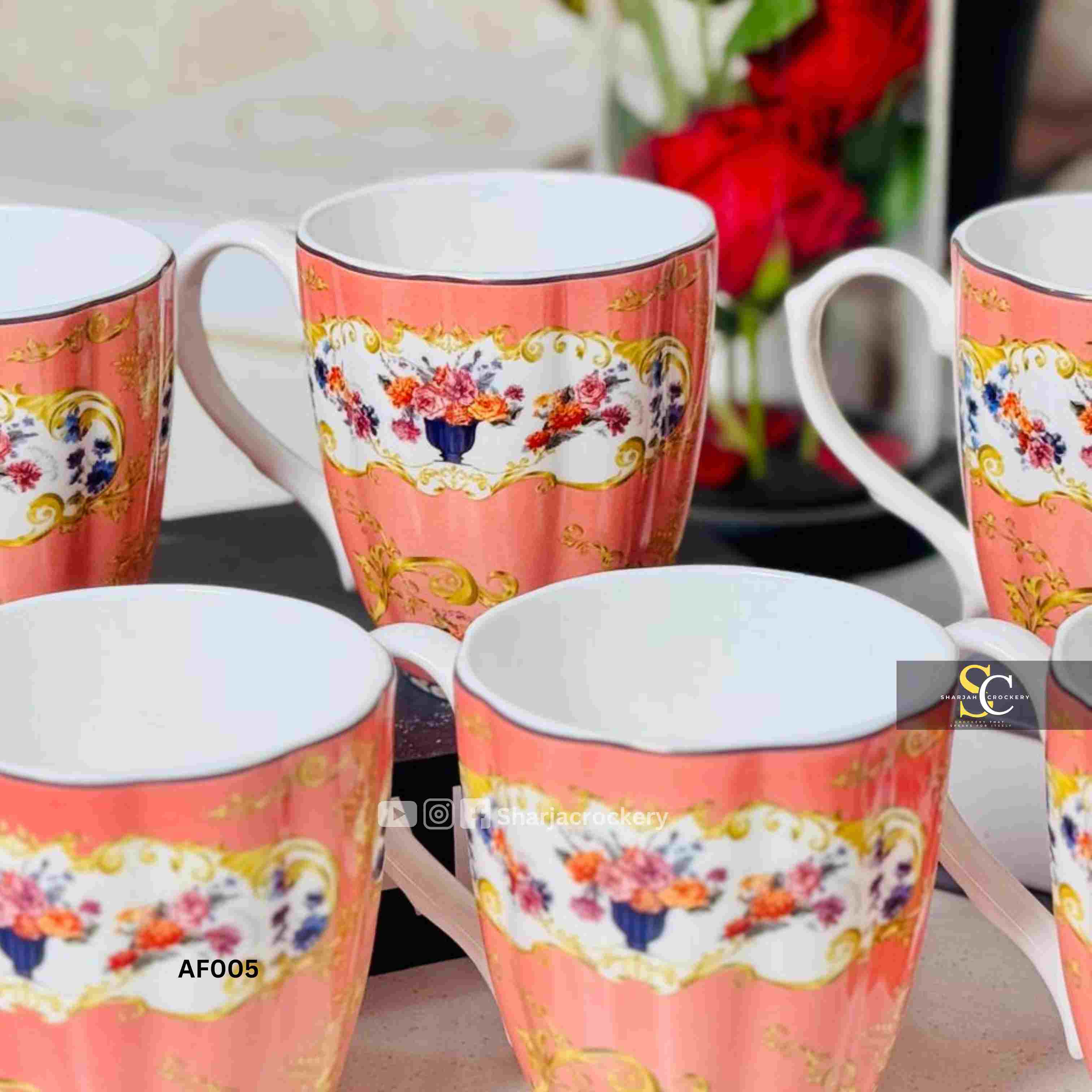 Elegant Single Mugs Collection 8 Beautiful Floral Designs. Elegant Coffee & Tea Mugs