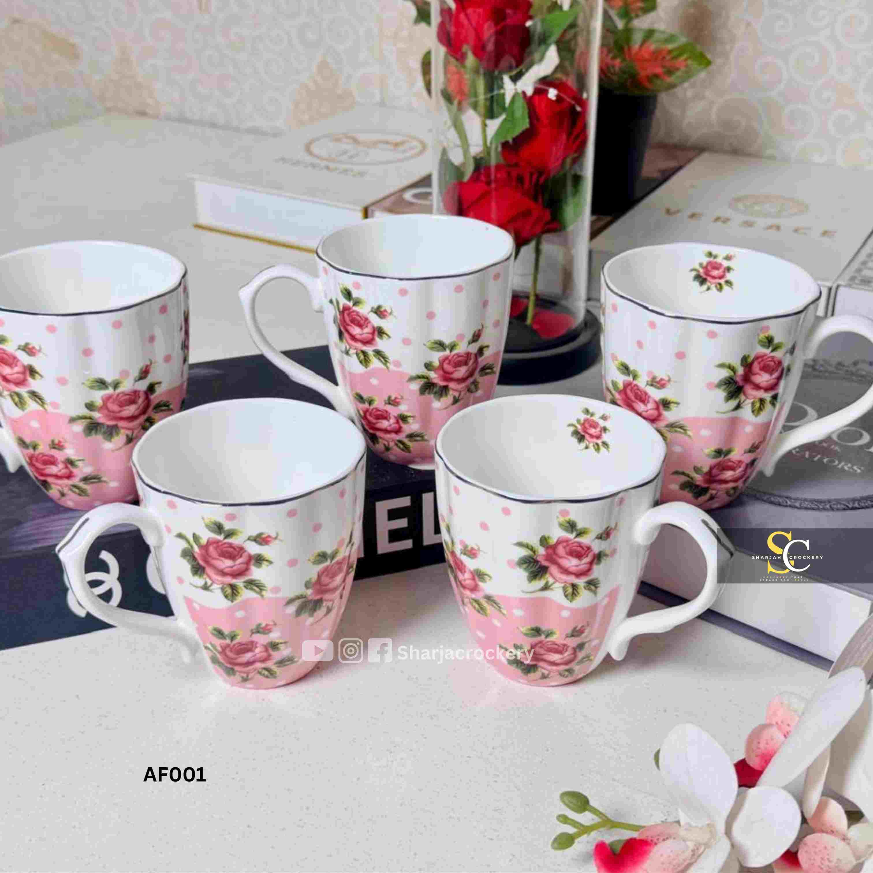 Elegant Single Mugs Collection 8 Beautiful Floral Designs. Elegant Coffee & Tea Mugs