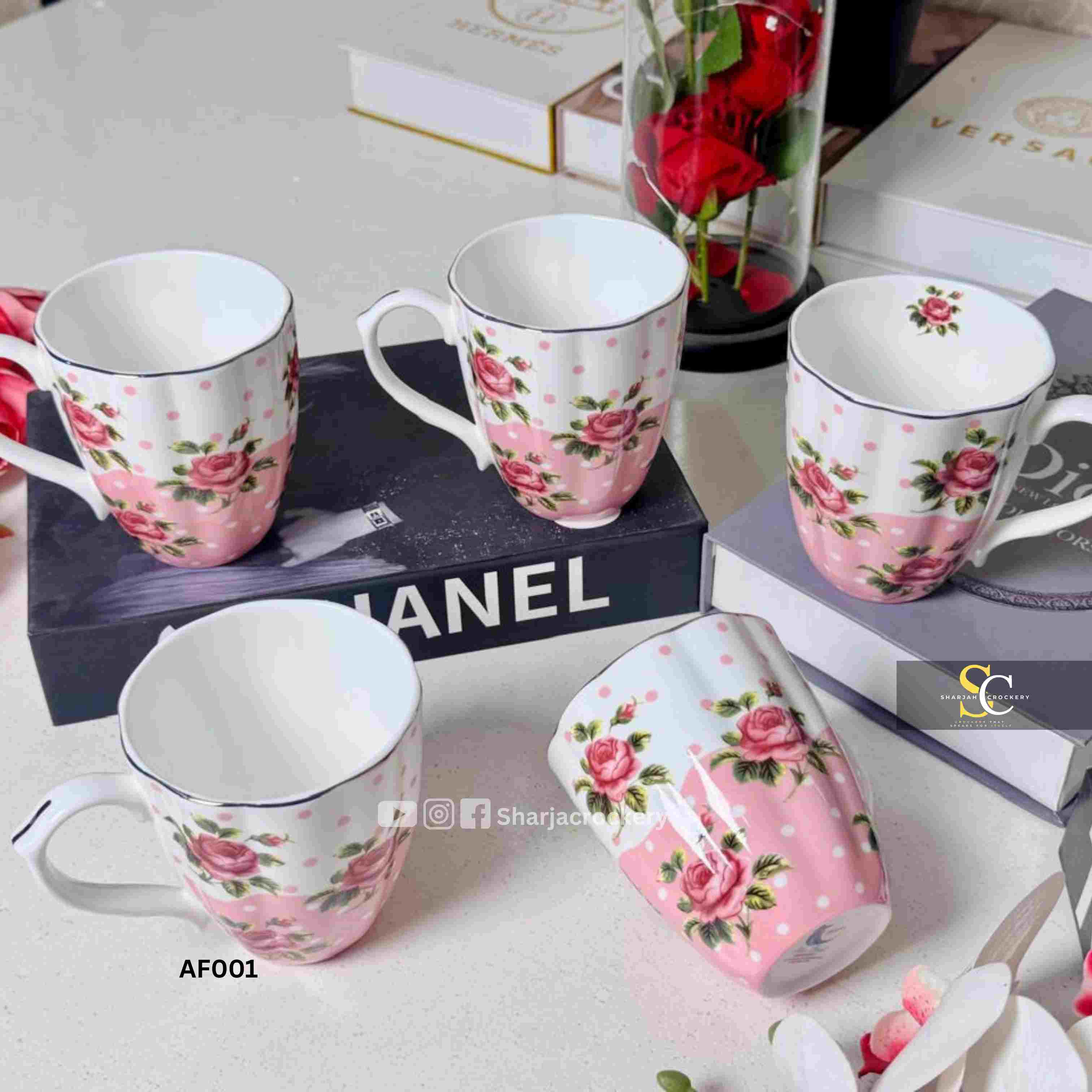 Elegant Single Mugs Collection 8 Beautiful Floral Designs. Elegant Coffee & Tea Mugs