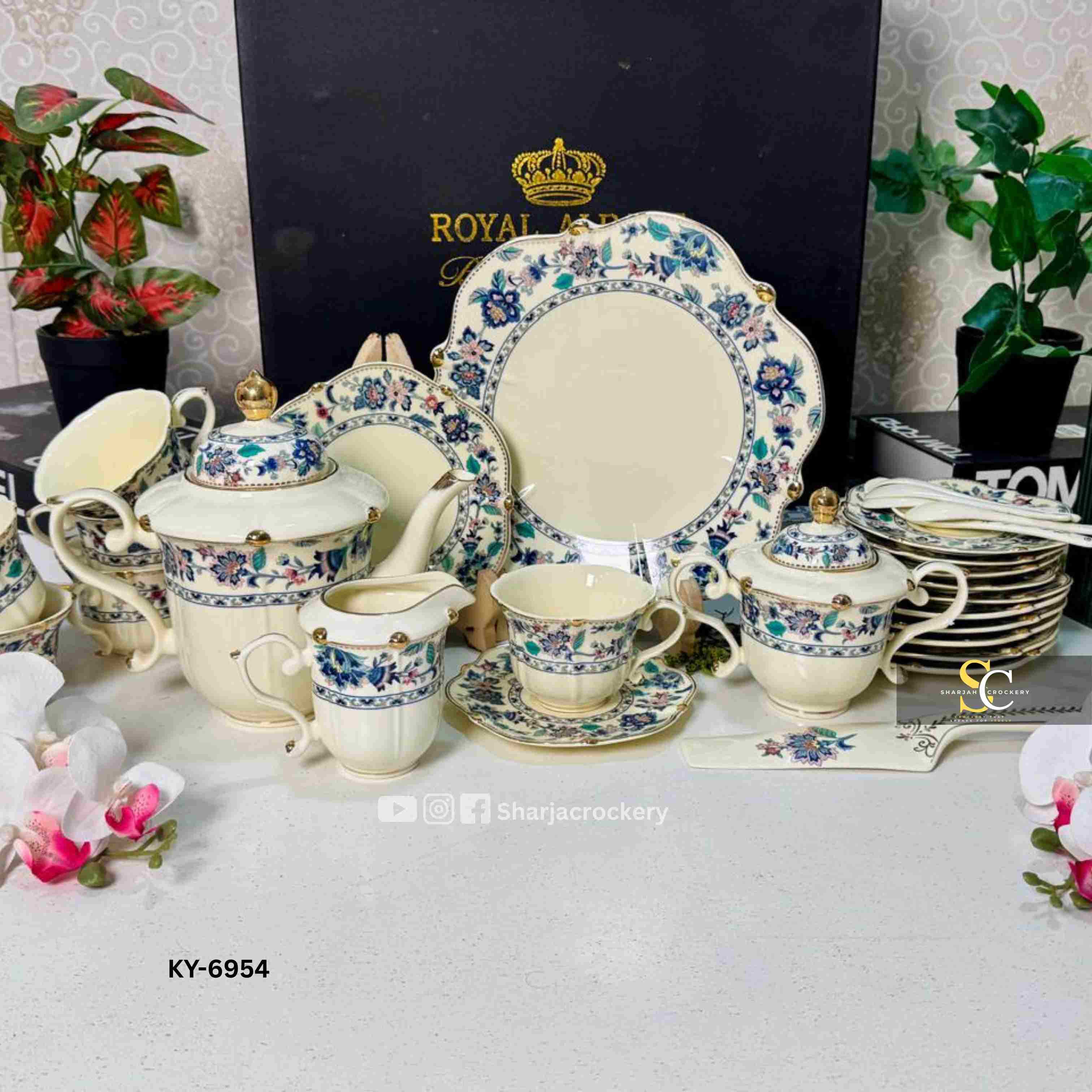 Royal Albart 32-Piece Floral High Tea Set Collection