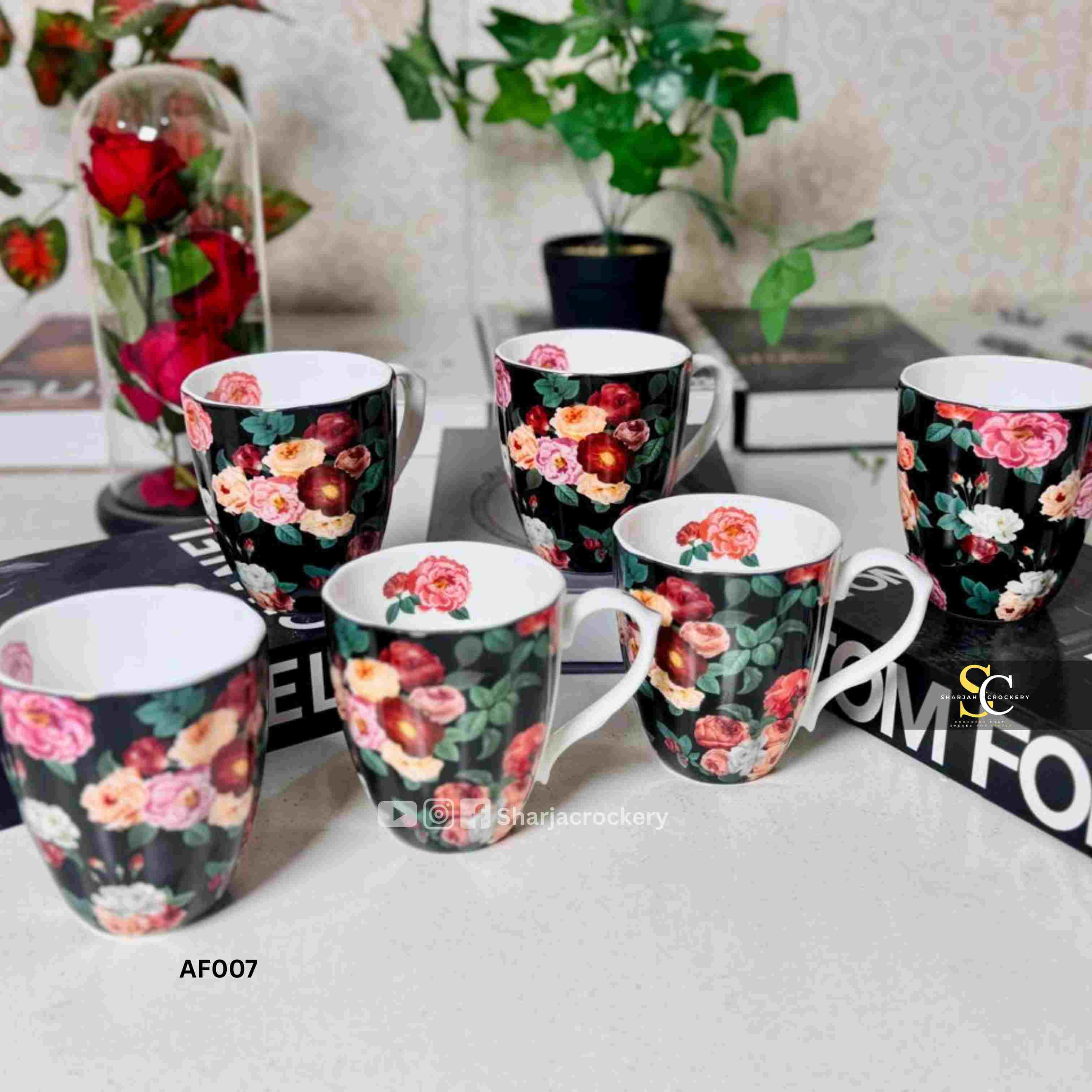 Elegant Single Mugs Collection 8 Beautiful Floral Designs. Elegant Coffee & Tea Mugs