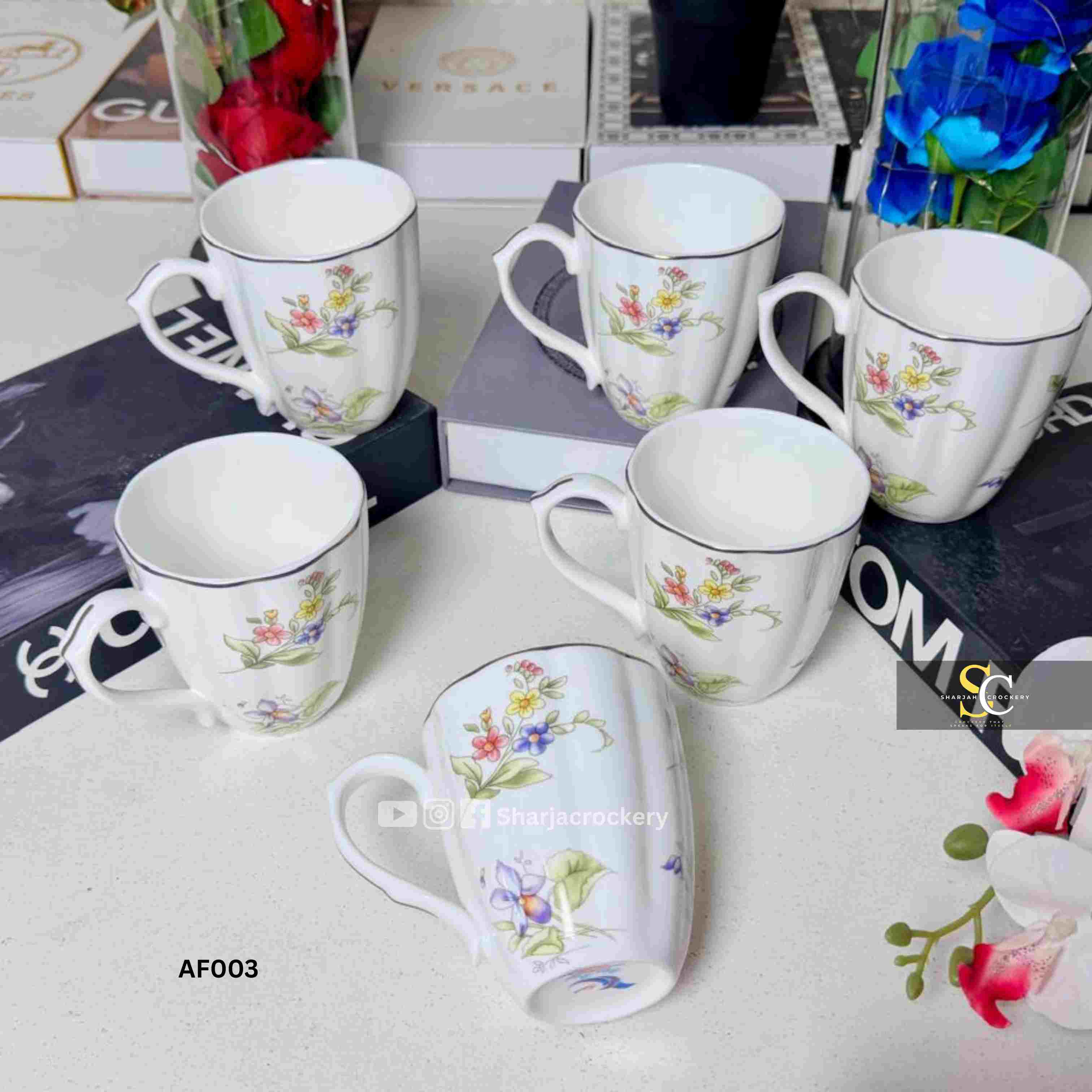 Elegant Single Mugs Collection 8 Beautiful Floral Designs. Elegant Coffee & Tea Mugs