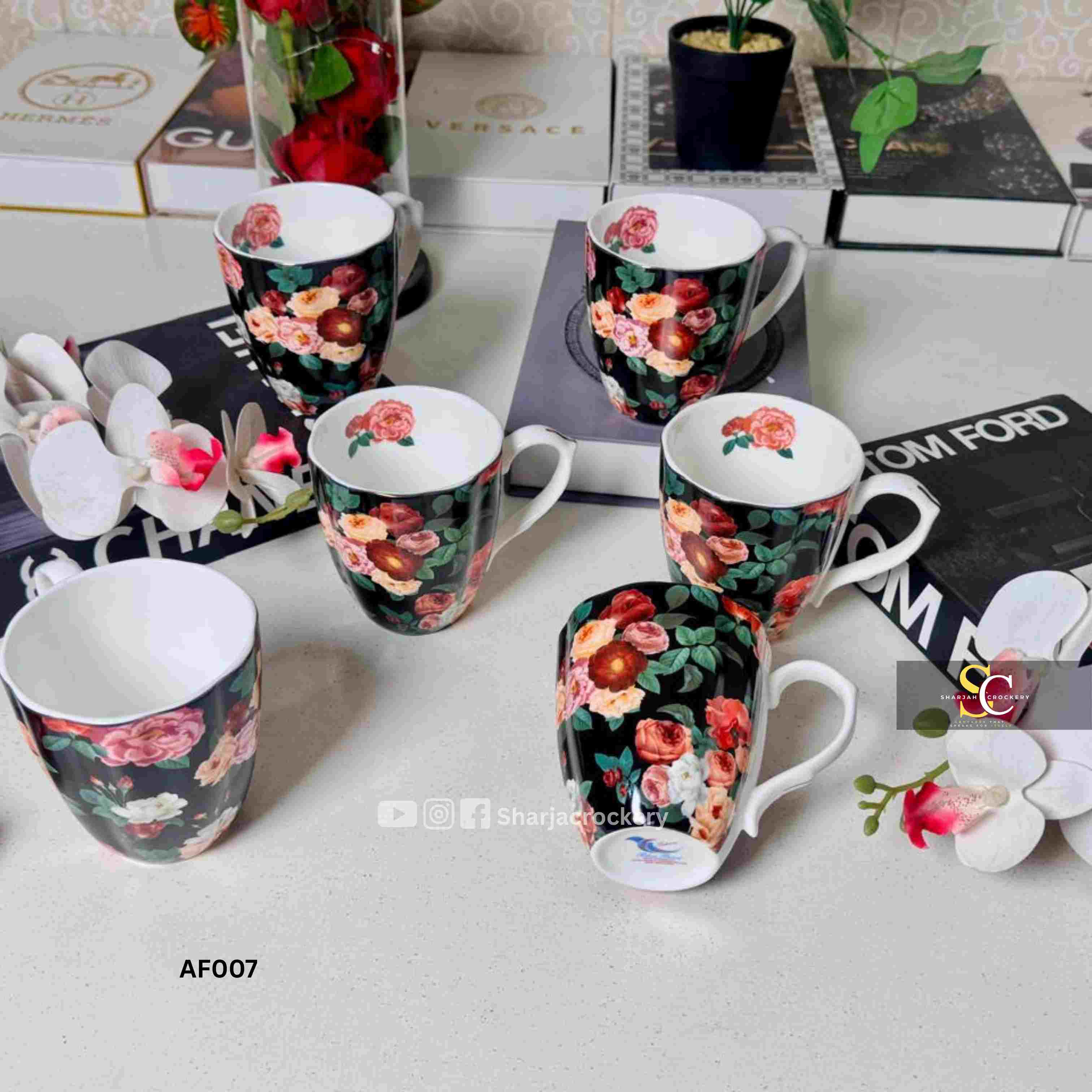 Elegant Single Mugs Collection 8 Beautiful Floral Designs. Elegant Coffee & Tea Mugs