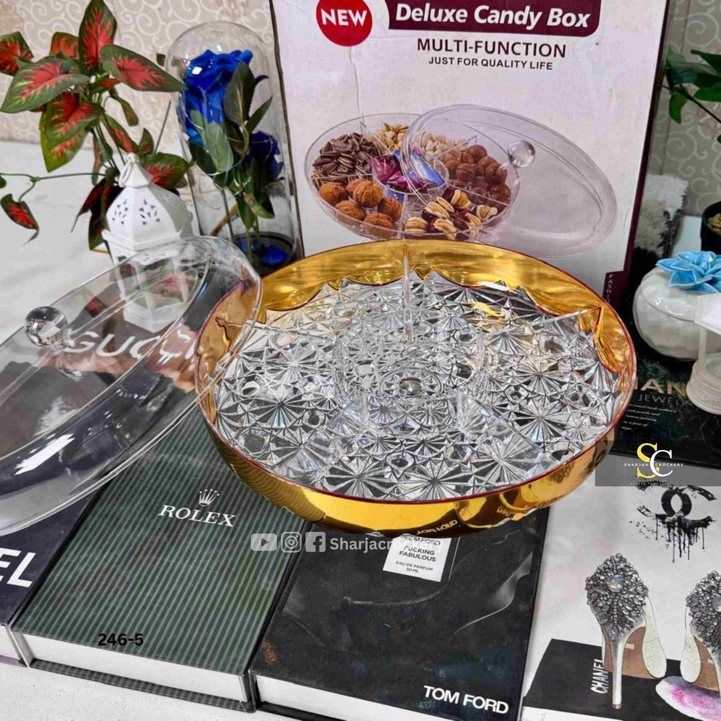 Crystal-Cut Multi-Function Dry Fruit & Candy Server with Base