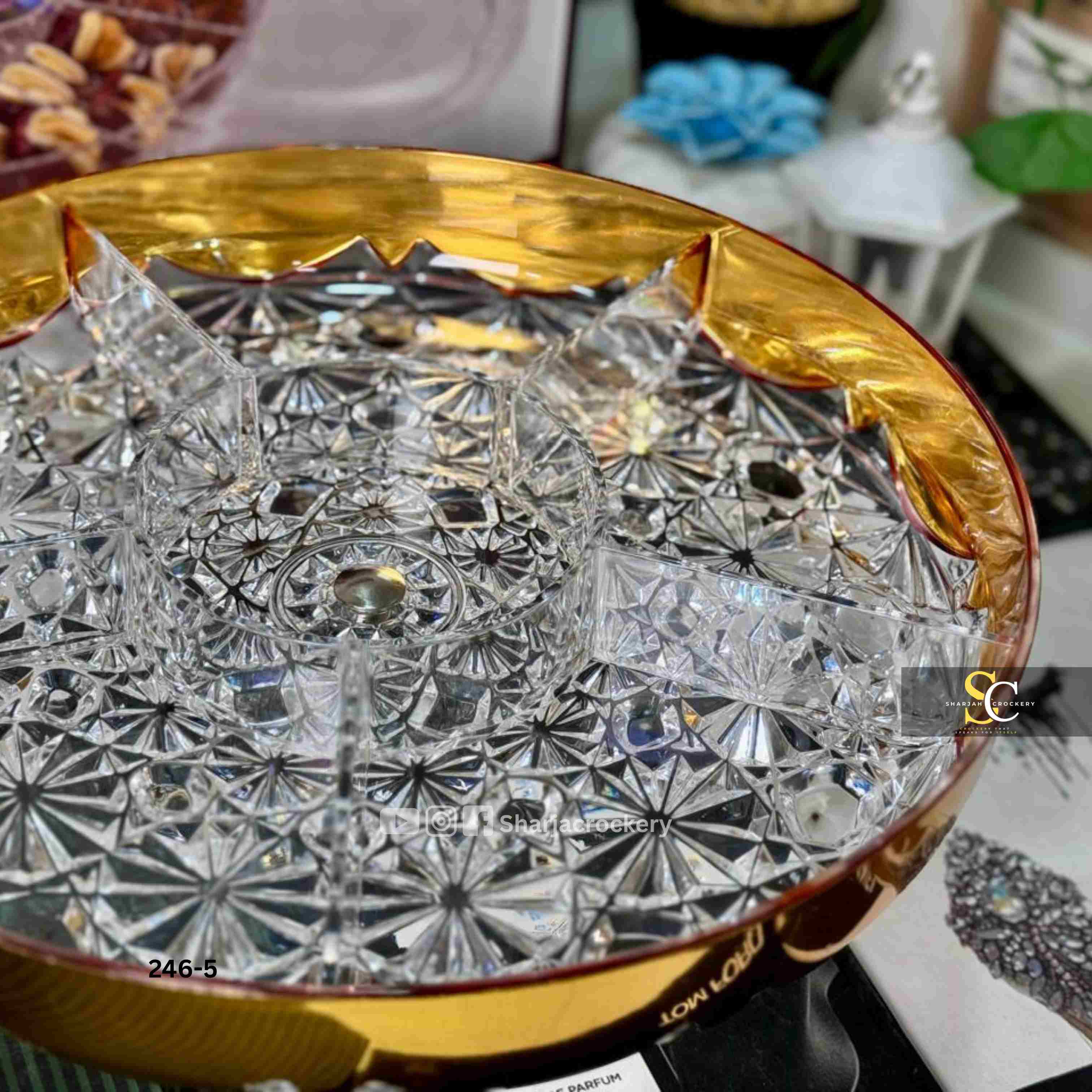 Crystal-Cut Multi-Function Dry Fruit & Candy Server with Base