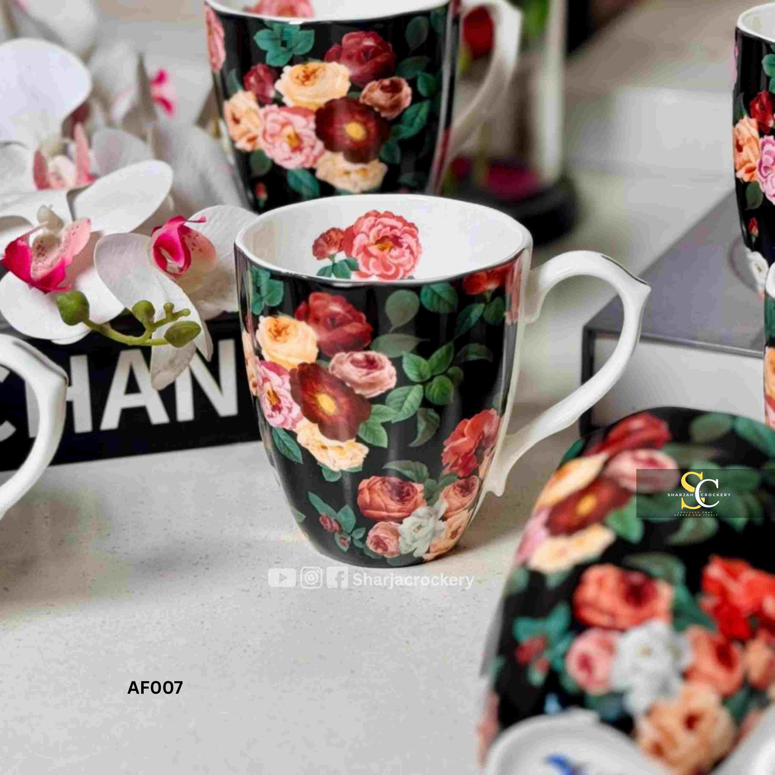 Elegant Single Mugs Collection 8 Beautiful Floral Designs. Elegant Coffee & Tea Mugs