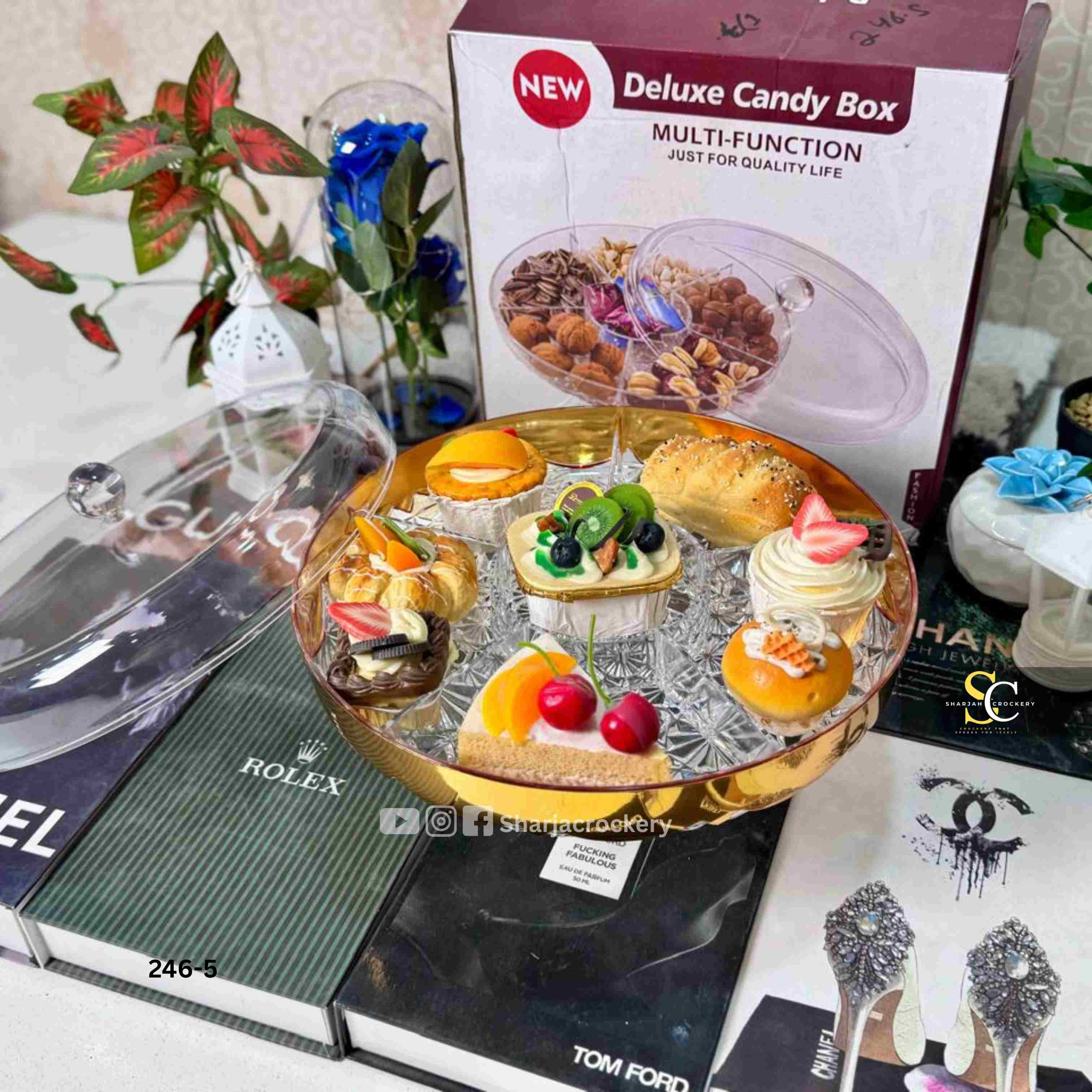 Crystal-Cut Multi-Function Dry Fruit & Candy Server with Base