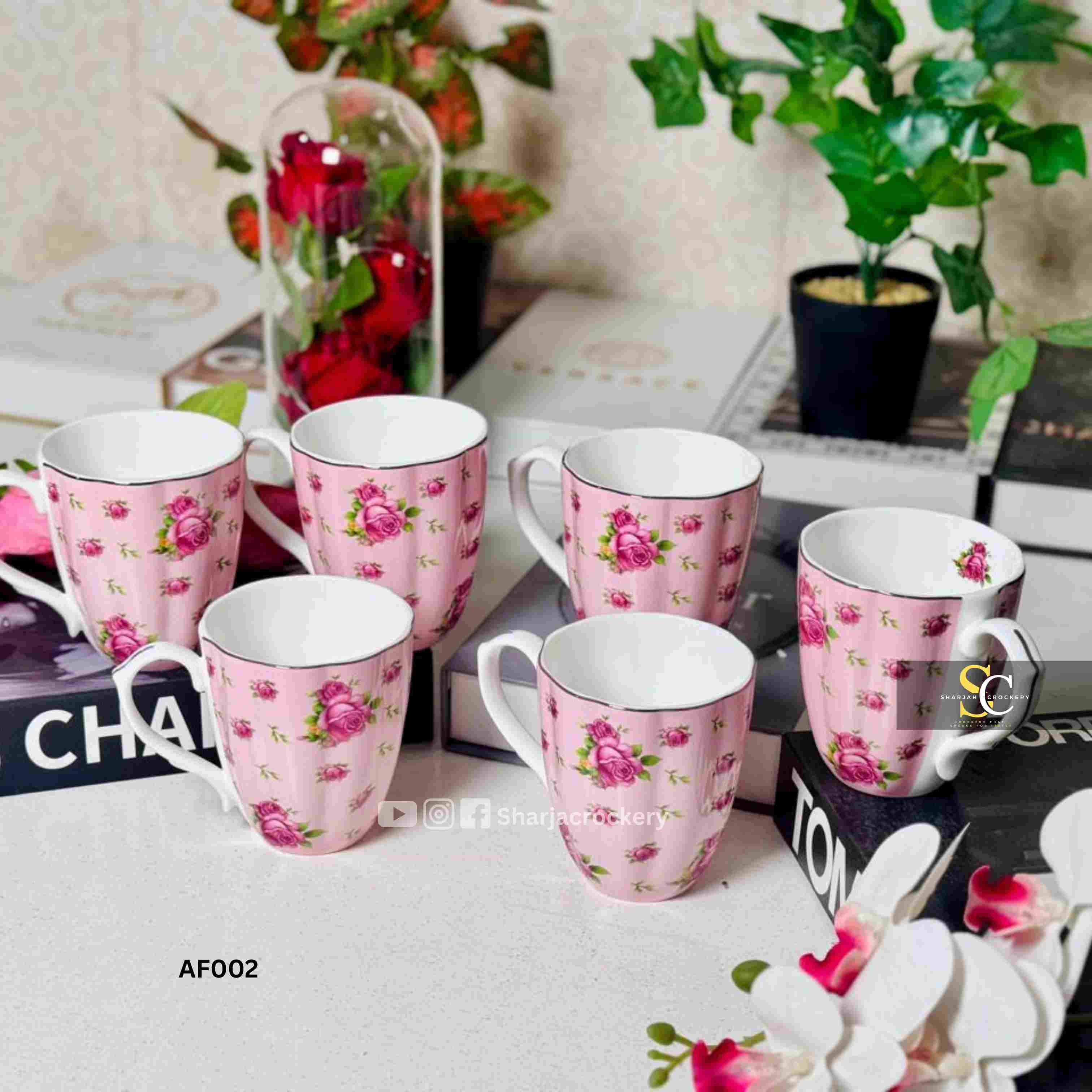 Elegant Single Mugs Collection 8 Beautiful Floral Designs. Elegant Coffee & Tea Mugs