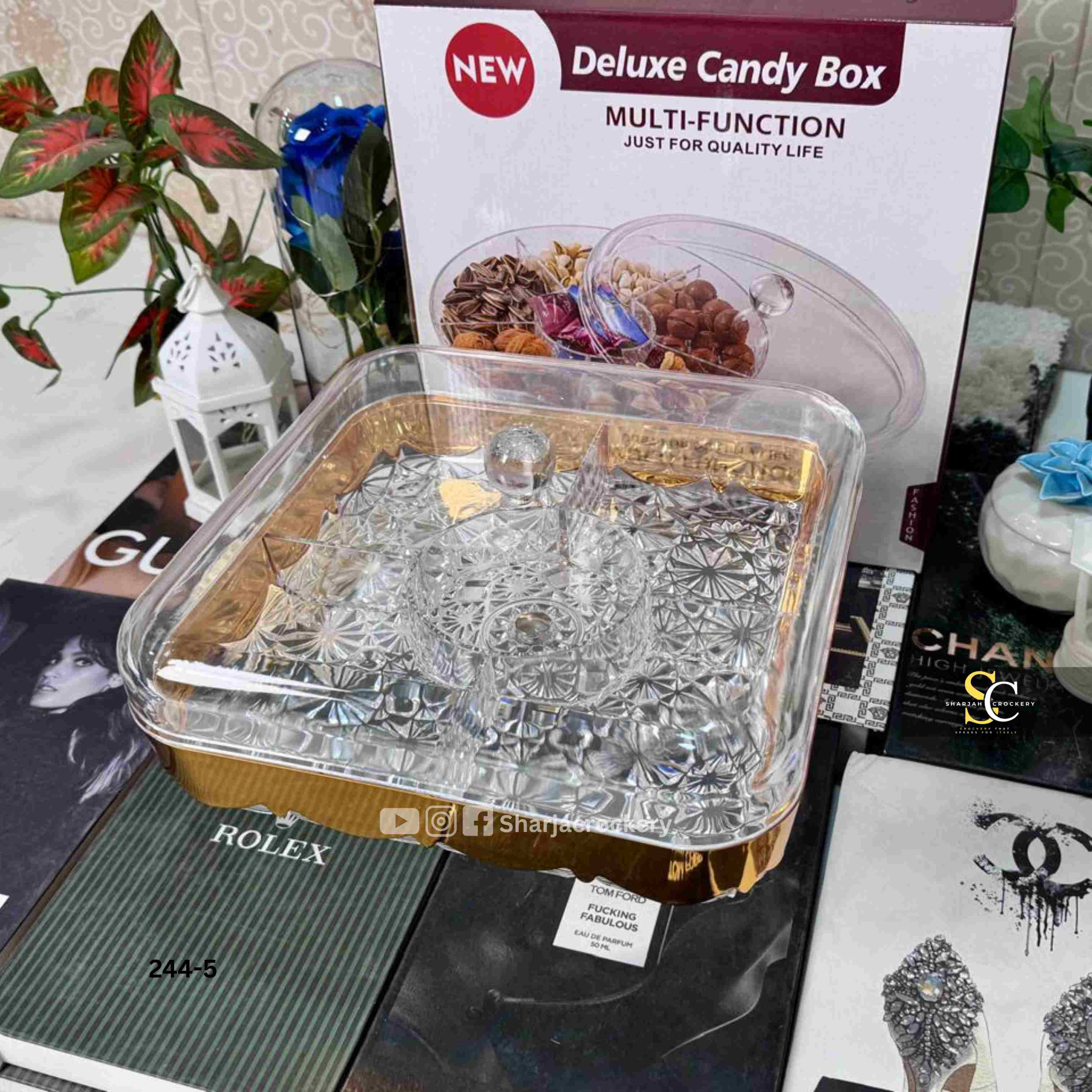 Crystal-Cut Multi-Function Dry Fruit & Candy Server with Base