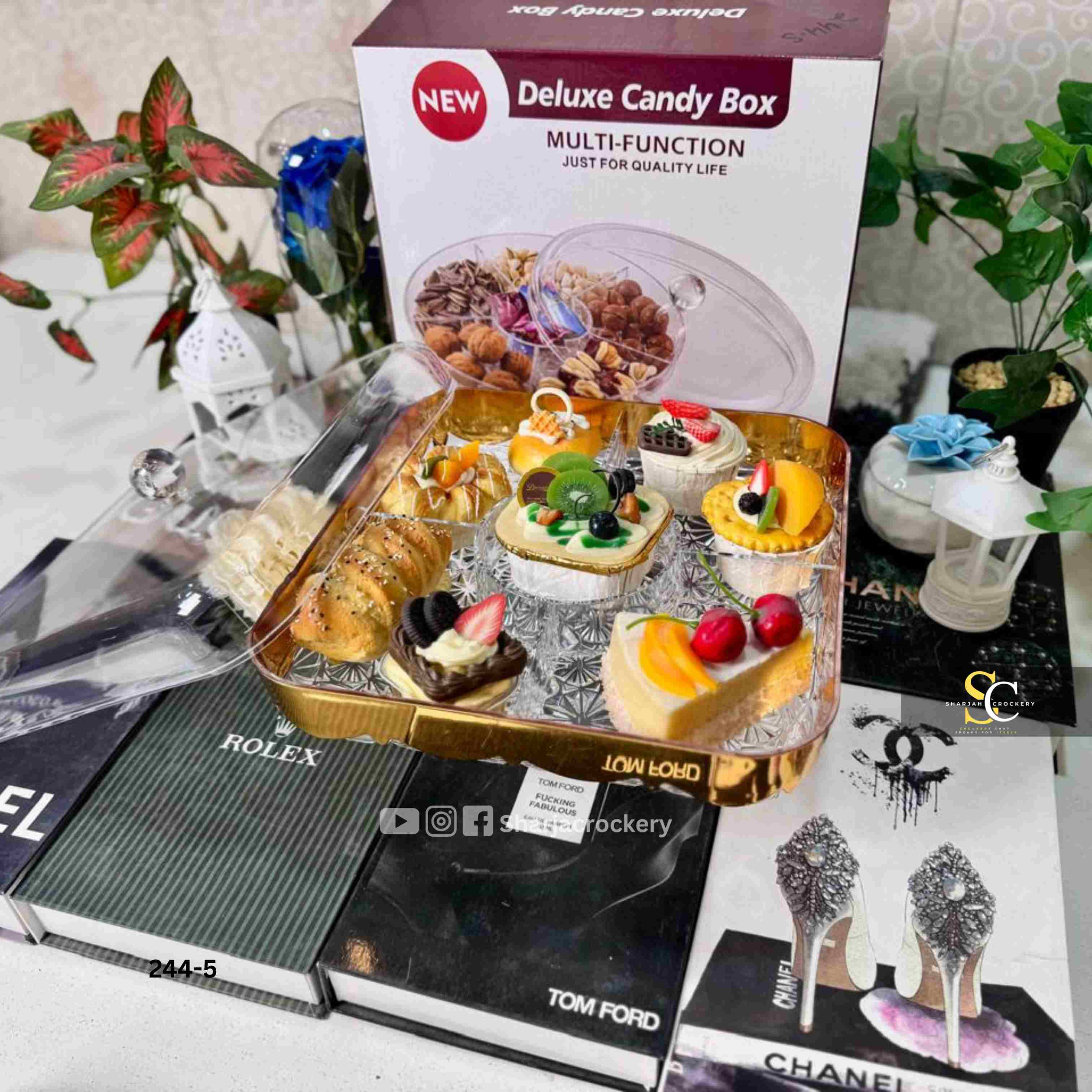 Crystal-Cut Multi-Function Dry Fruit & Candy Server with Base