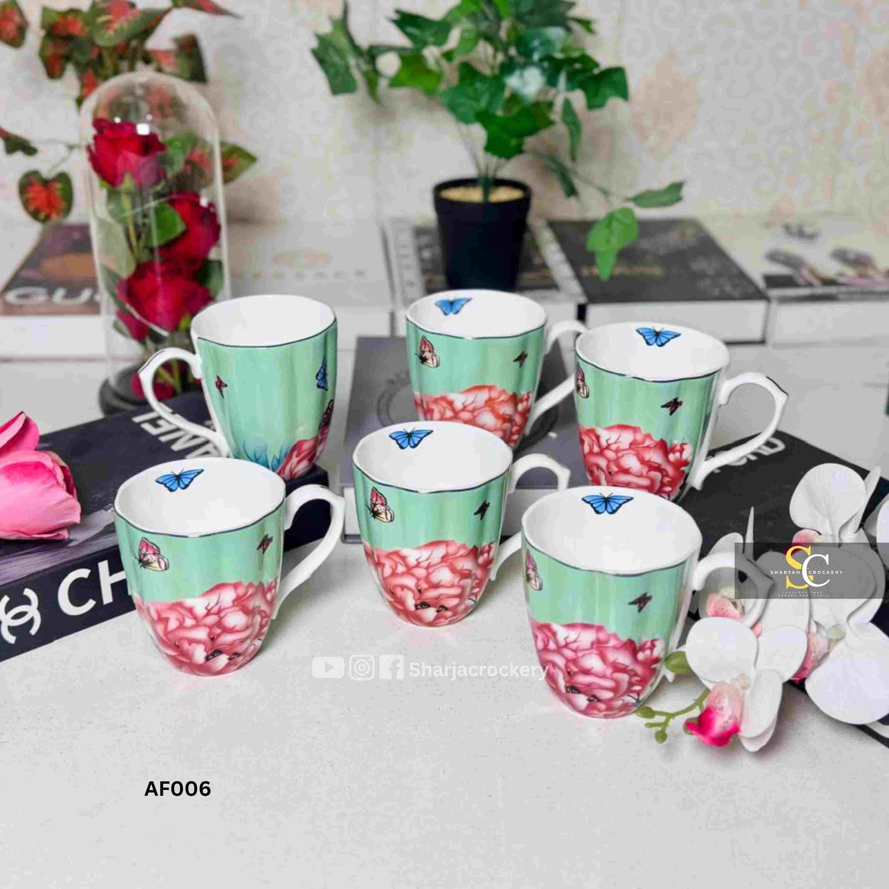 Elegant Single Mugs Collection 8 Beautiful Floral Designs. Elegant Coffee & Tea Mugs