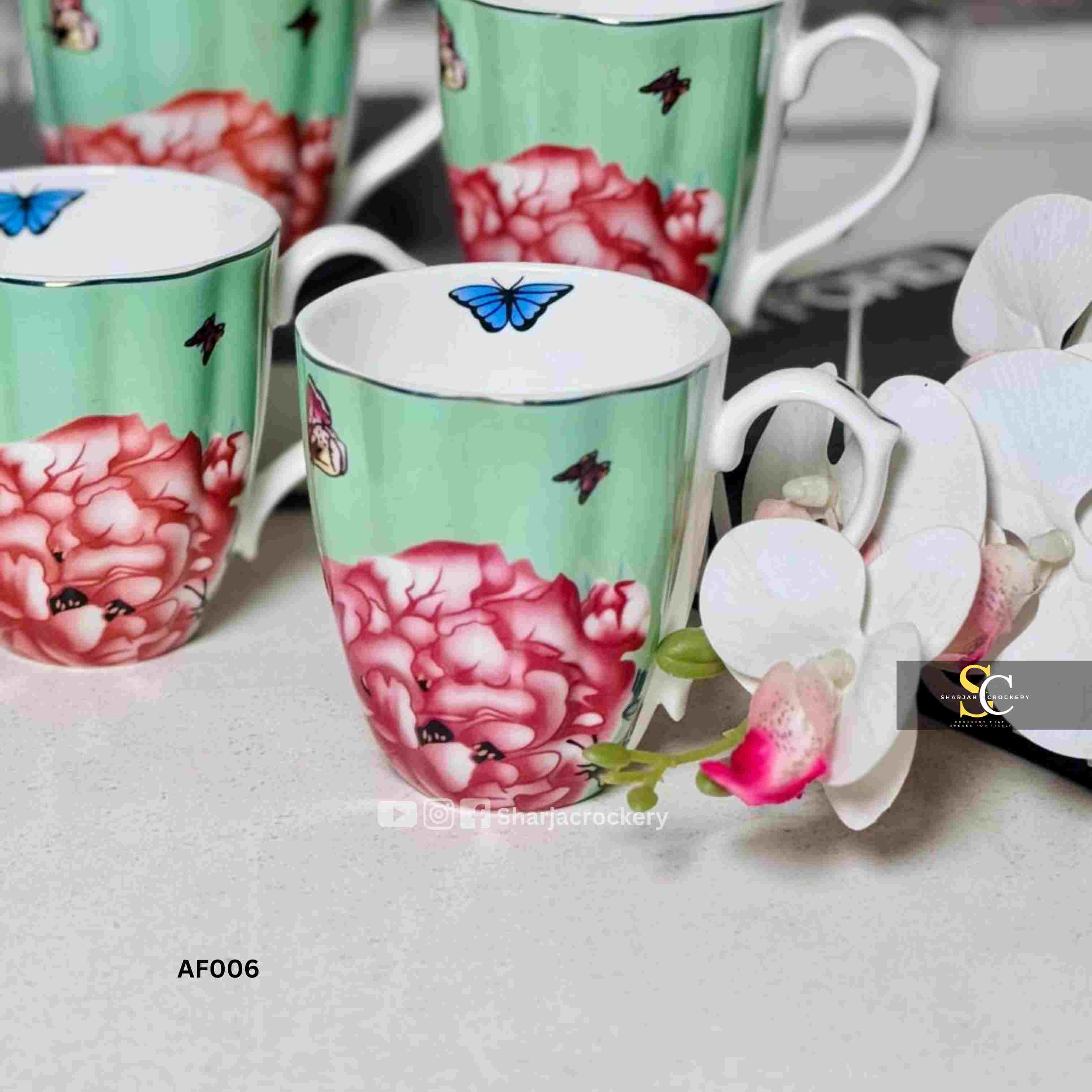 Elegant Single Mugs Collection 8 Beautiful Floral Designs. Elegant Coffee & Tea Mugs