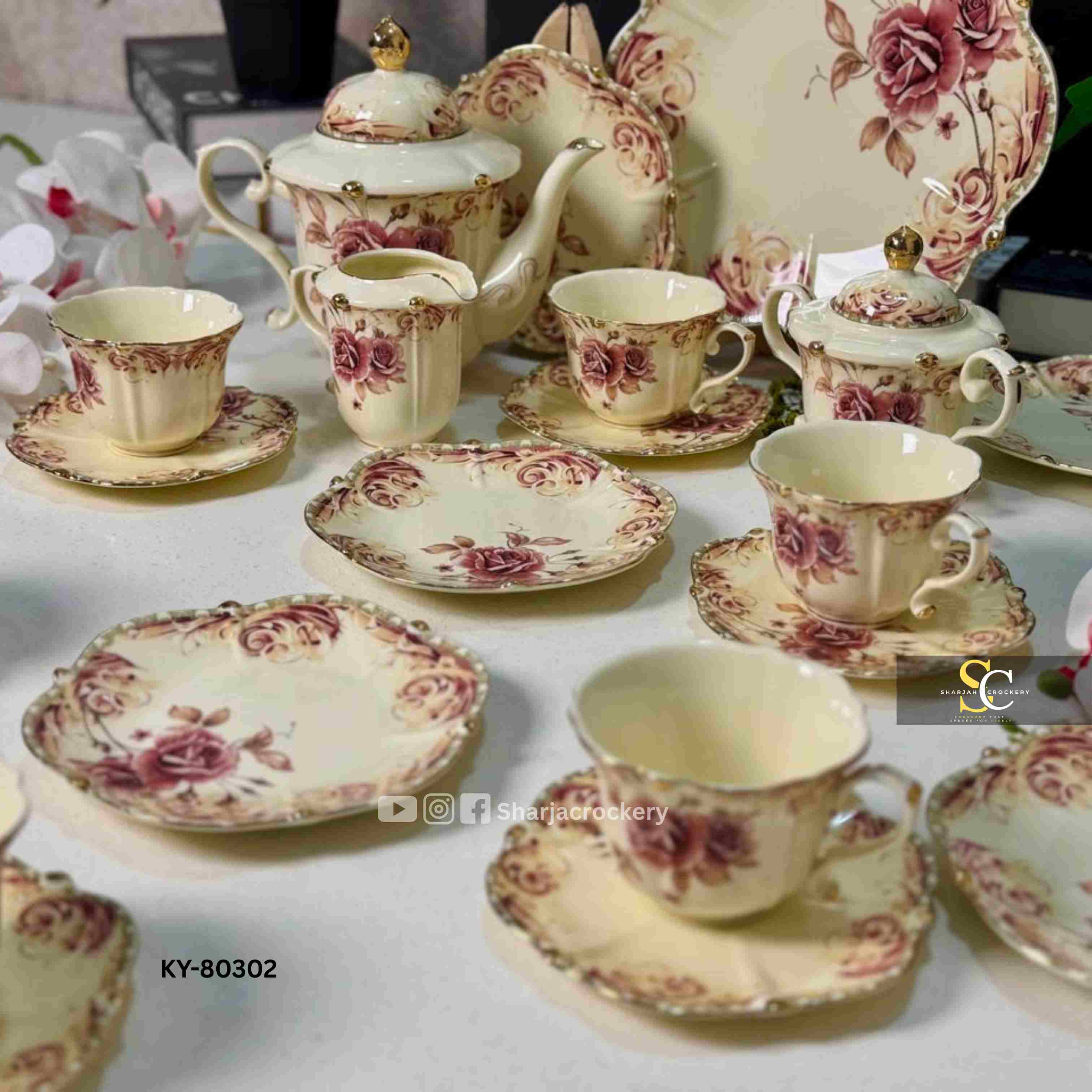 Royal Albart 32-Piece Floral High Tea Set Collection