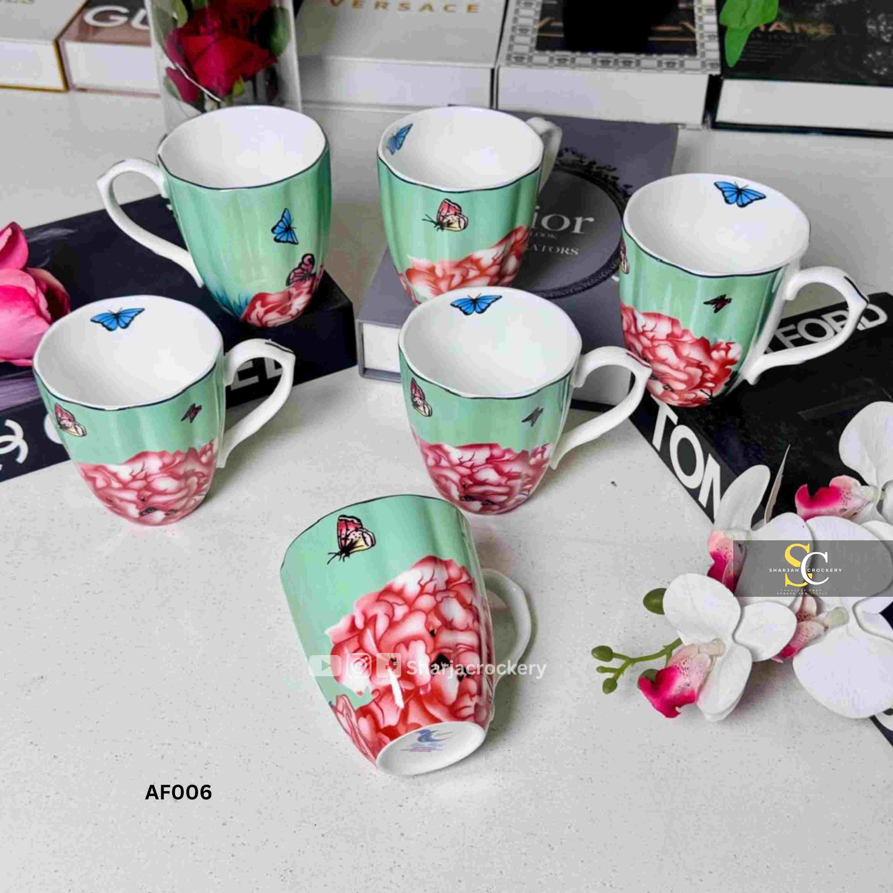 Elegant Single Mugs Collection 8 Beautiful Floral Designs. Elegant Coffee & Tea Mugs